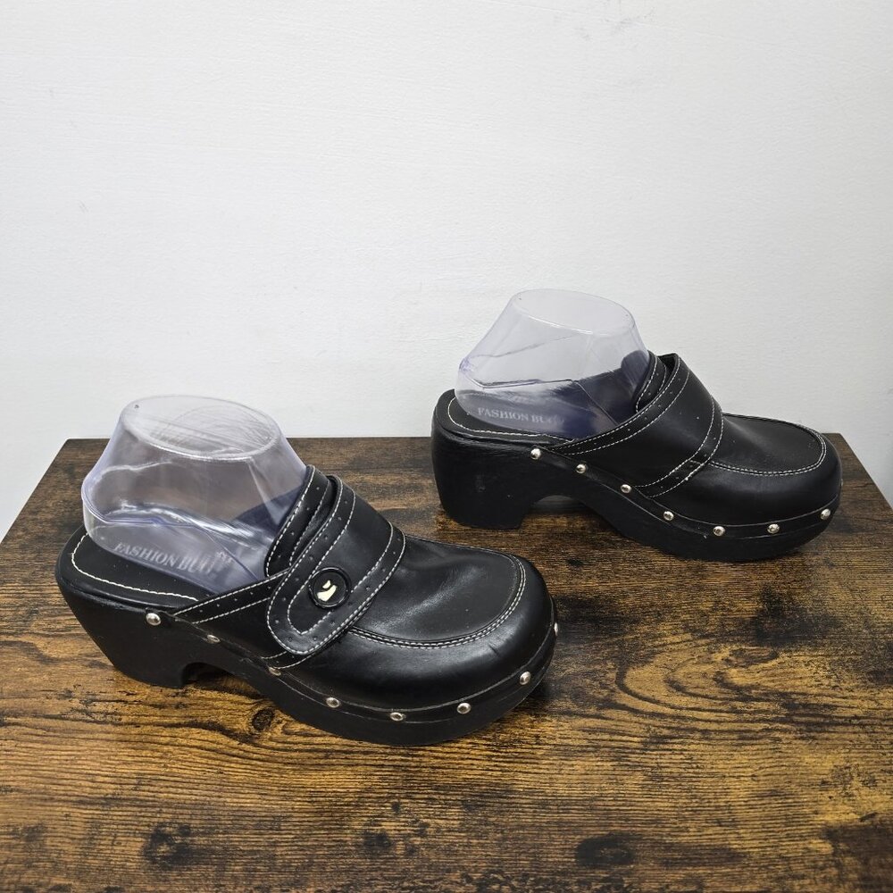 VTG Fashion Bug Platform Clogs Size 9 Chunky Y2K 90s Studded Bratz Grunge Goth - Picture 2 of 9